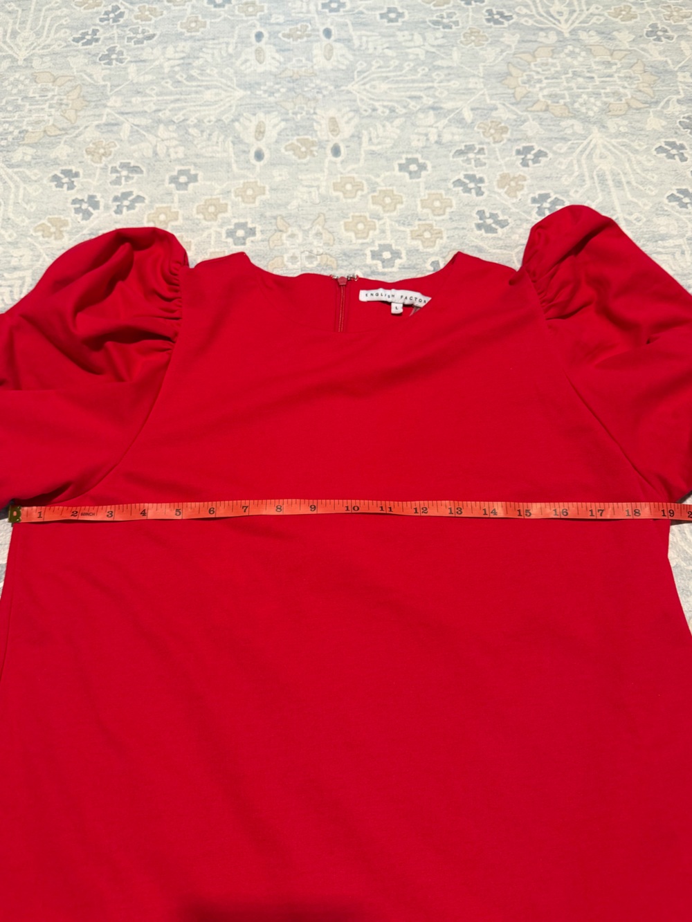 NWOT English Factory Dress - Red, Puff Sleeve, Drop Waist, Shift, Short Sleeve - Picture 10 of 10